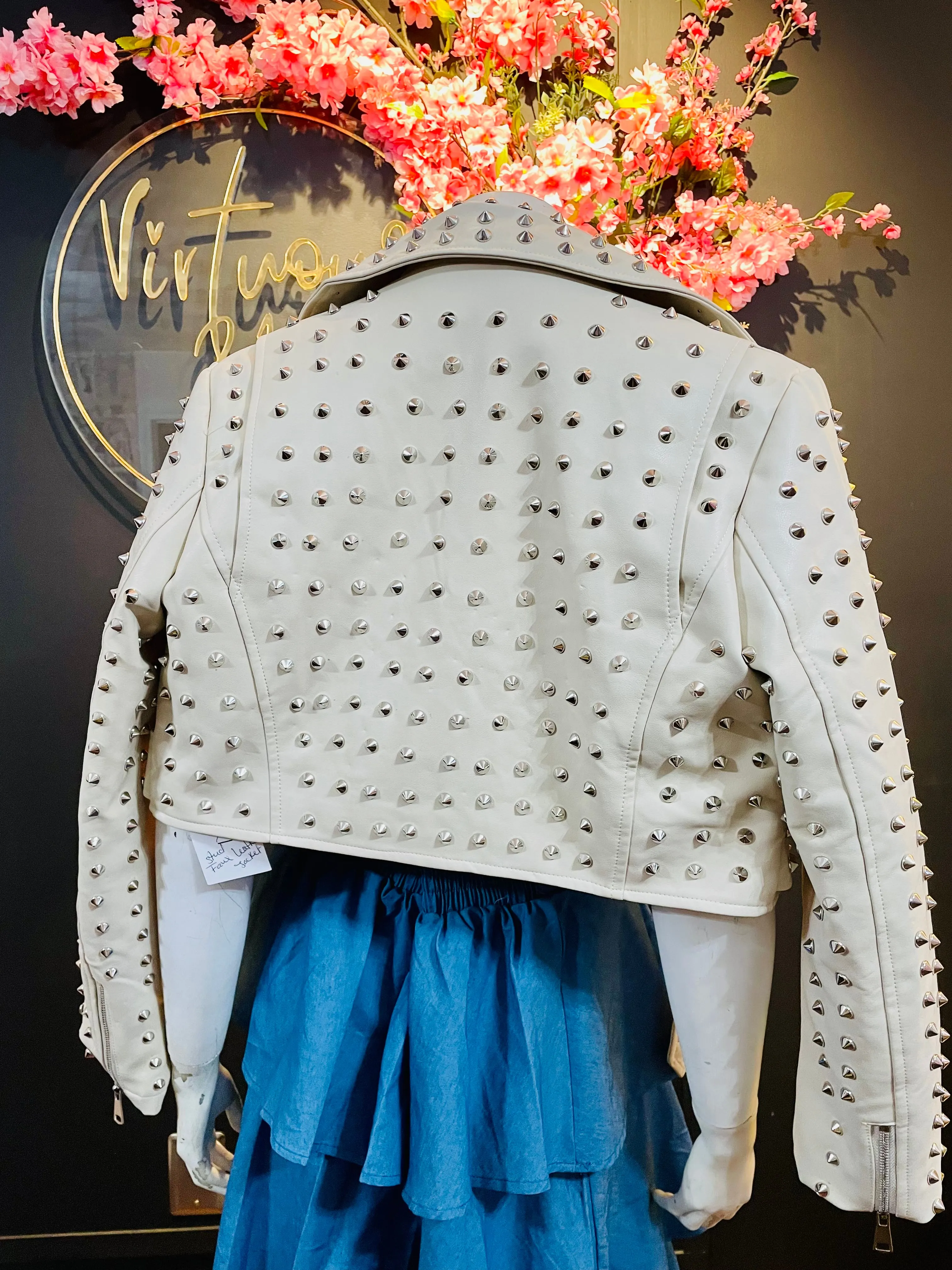 Stud faux leather jacket