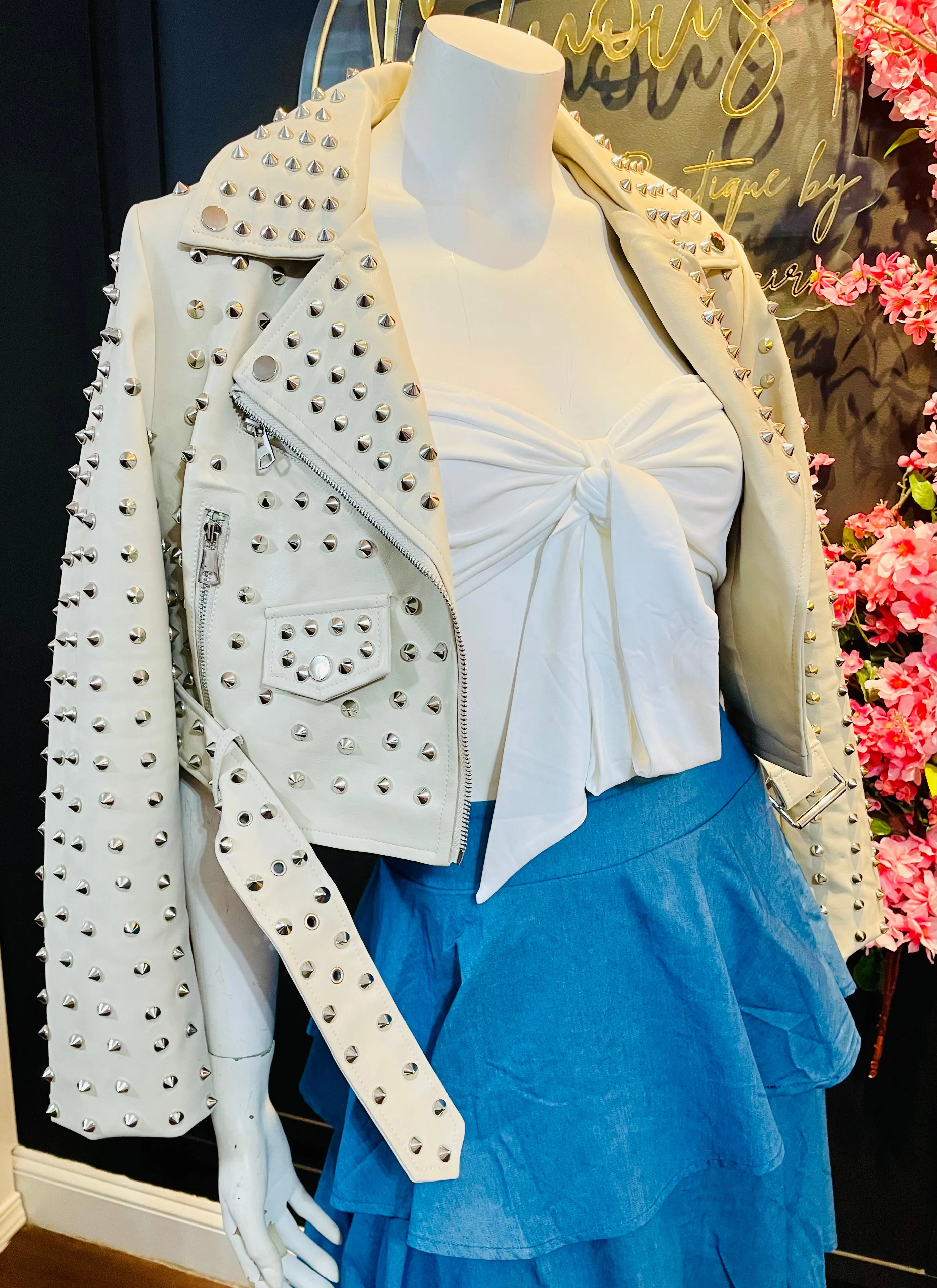 Stud faux leather jacket