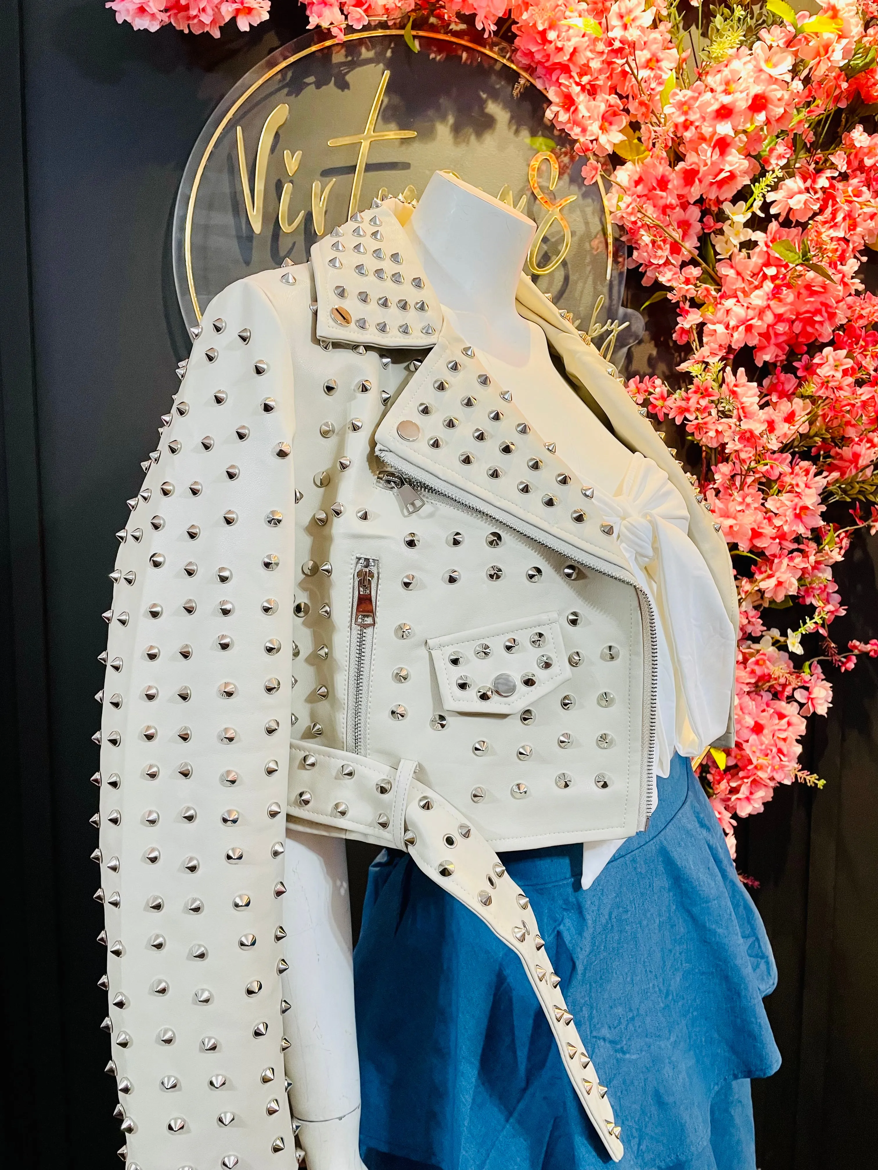 Stud faux leather jacket