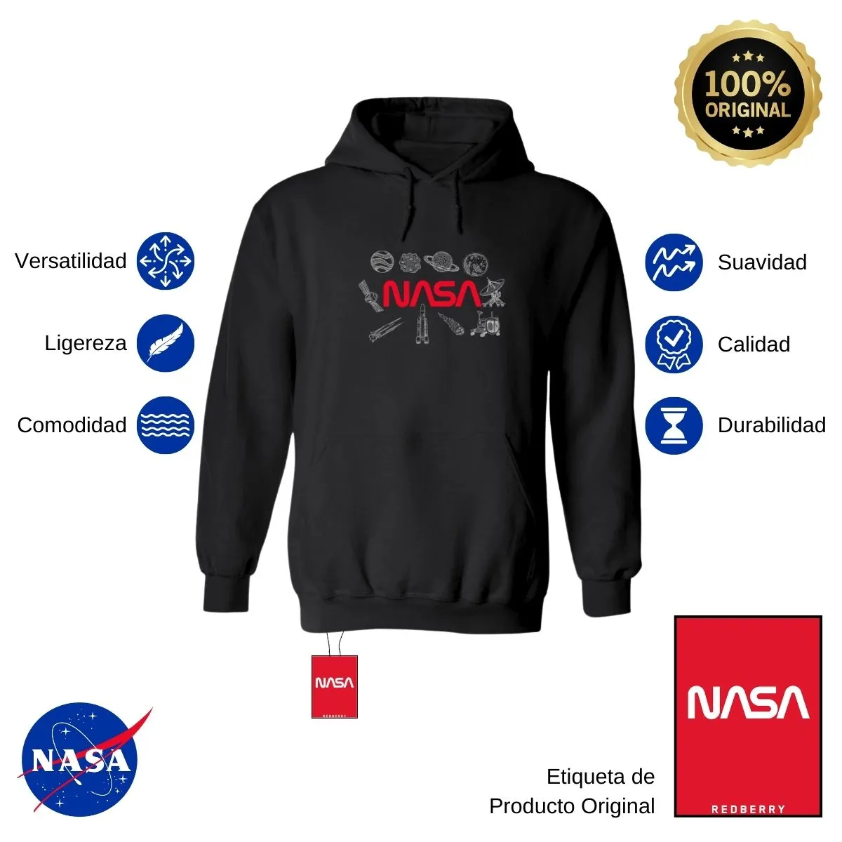 Sudadera Hombre Hoodie Nasa Espacio