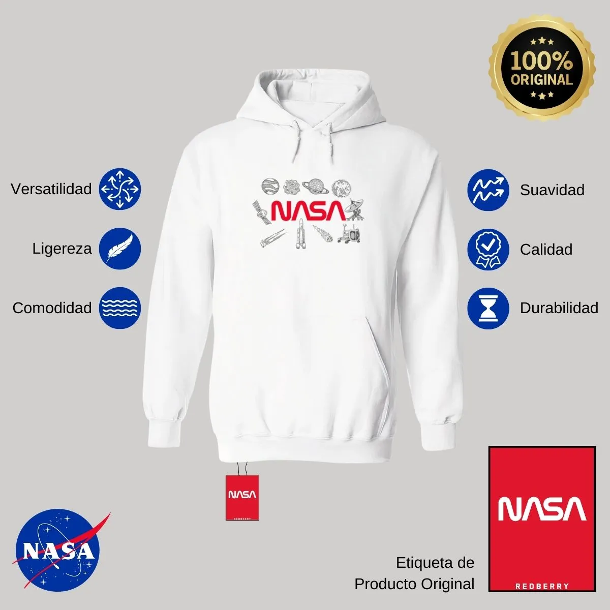 Sudadera Hombre Hoodie Nasa Espacio