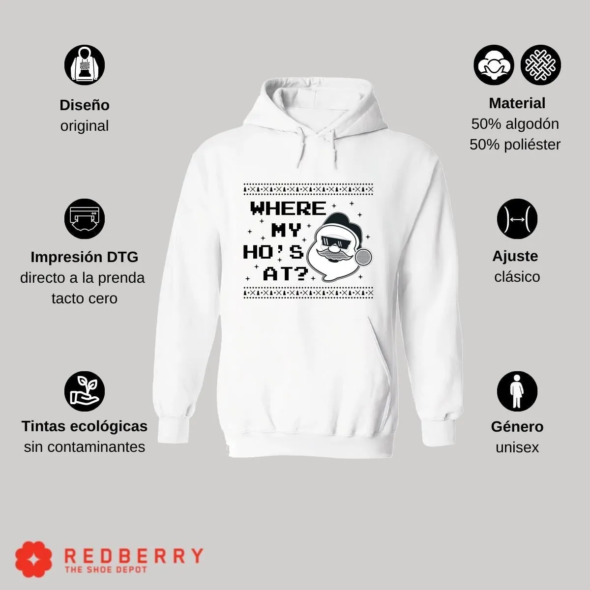 Sudadera Navideña Hombre Deportiva Hoodie 017