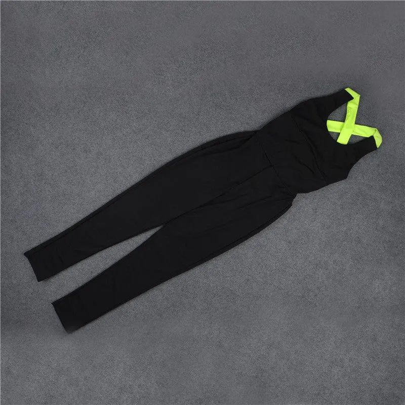 Summer gym fitness clothing suit for women Running tight jumpsuits sports yoga sets AA