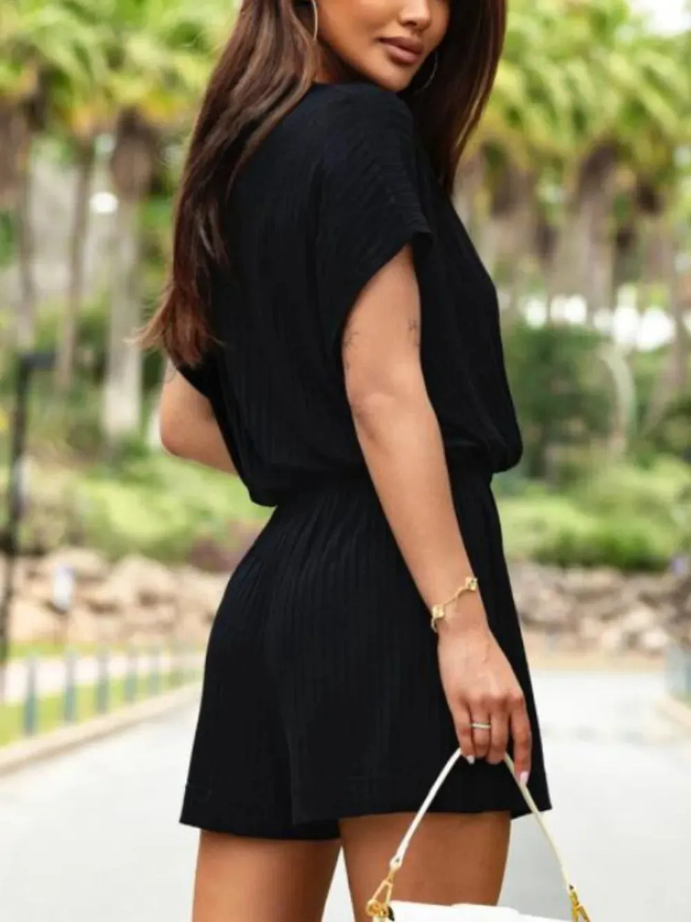 Surplice Short Sleeve Romper