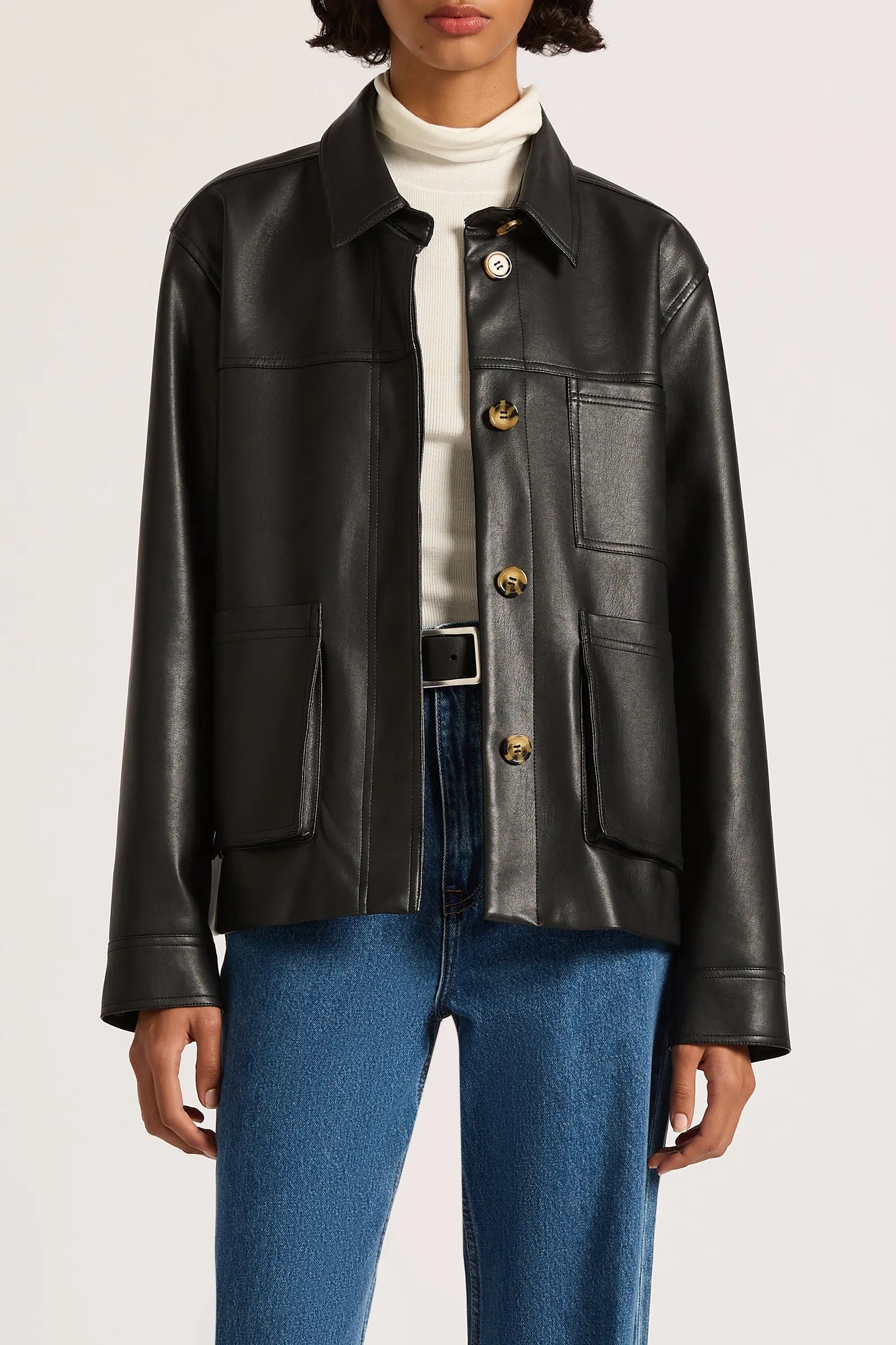 TELSEY FAUX LEATHER JACKET
