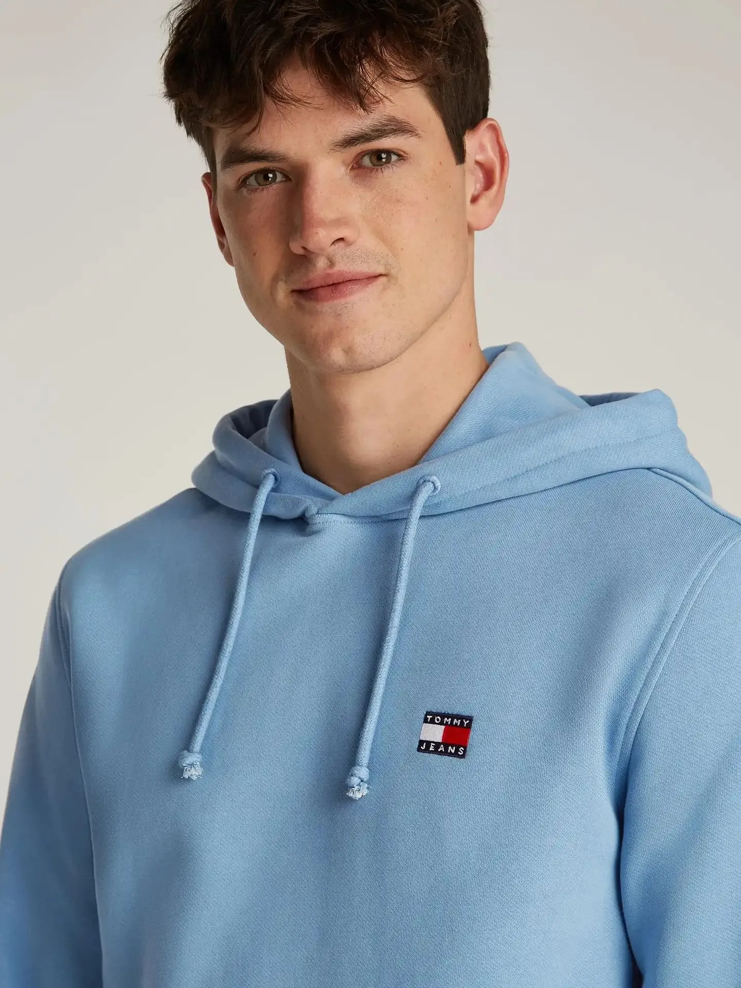Tommy Jeans Mens Regular Flag Fleece Hoodie Colorado Blue