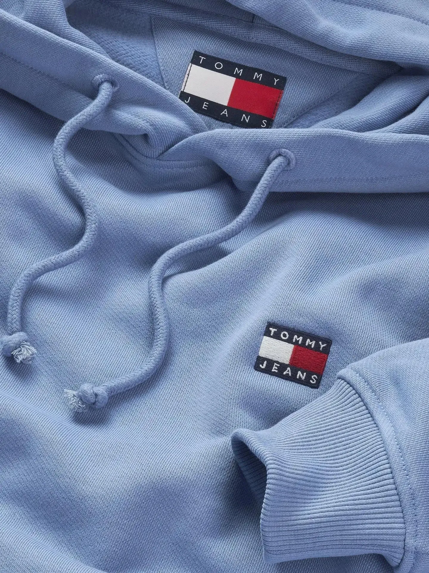 Tommy Jeans Mens Regular Flag Fleece Hoodie Colorado Blue