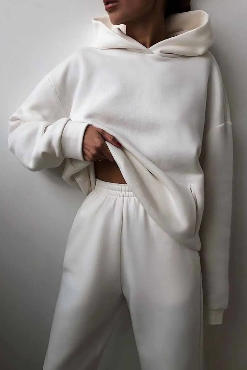 Two-Piece Solid Color Casual Hooded Sweater(4 Colors)