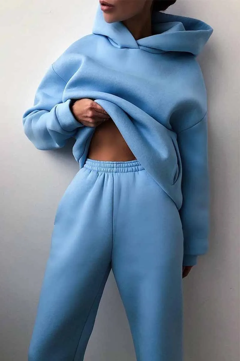 Two-Piece Solid Color Casual Hooded Sweater(4 Colors)