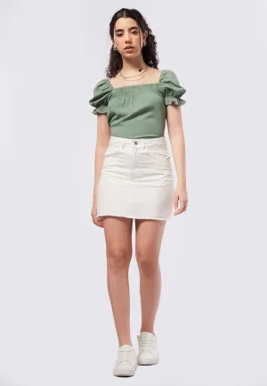 Unfinished Denim Mini Skirt