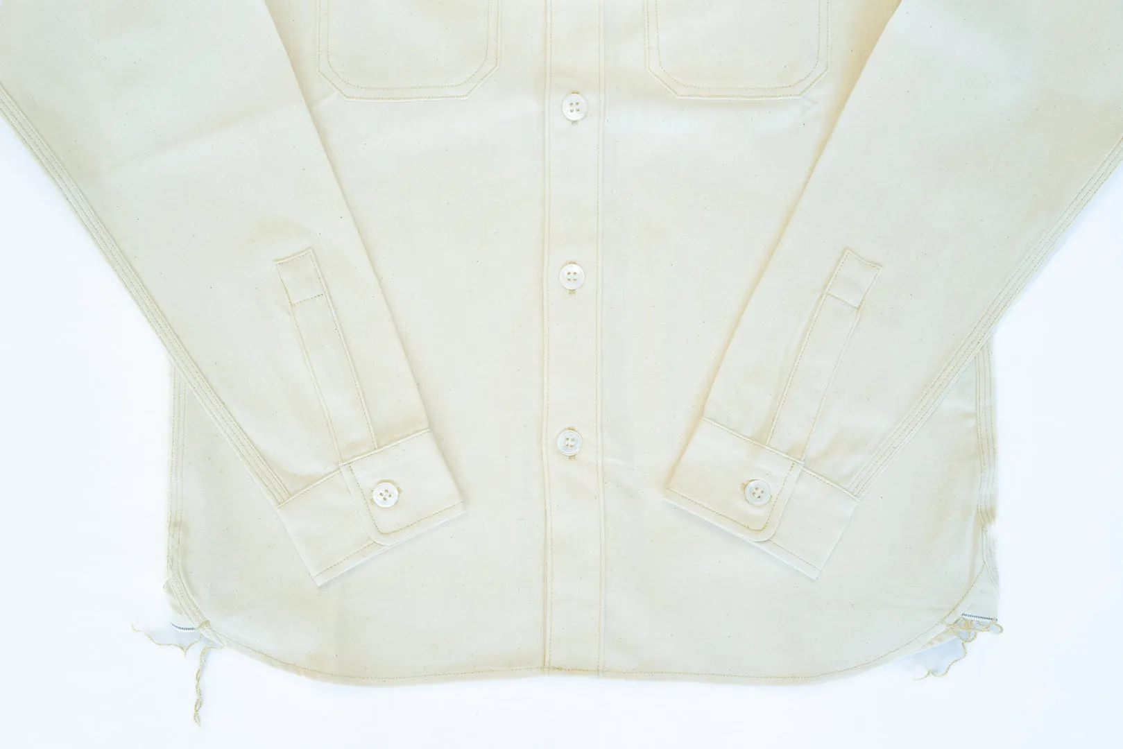 Unique Garment 9oz 'Stanley' Selvage Chambray Work Shirt (Cream)