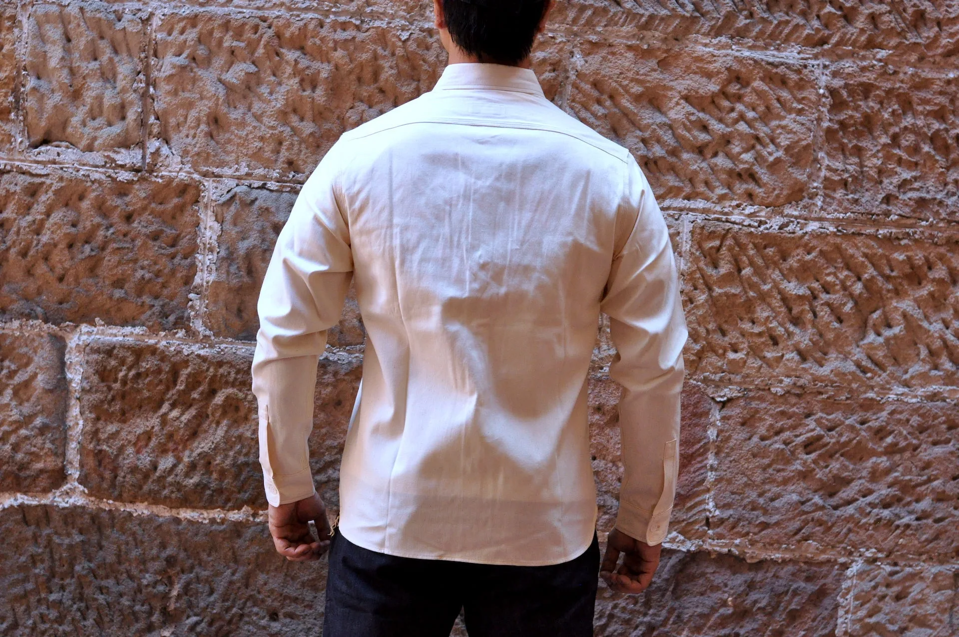 Unique Garment 9oz 'Stanley' Selvage Chambray Work Shirt (Cream)