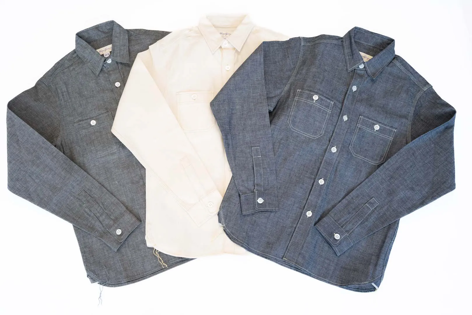 Unique Garment 9oz 'Stanley' Selvage Chambray Work Shirt (Cream)
