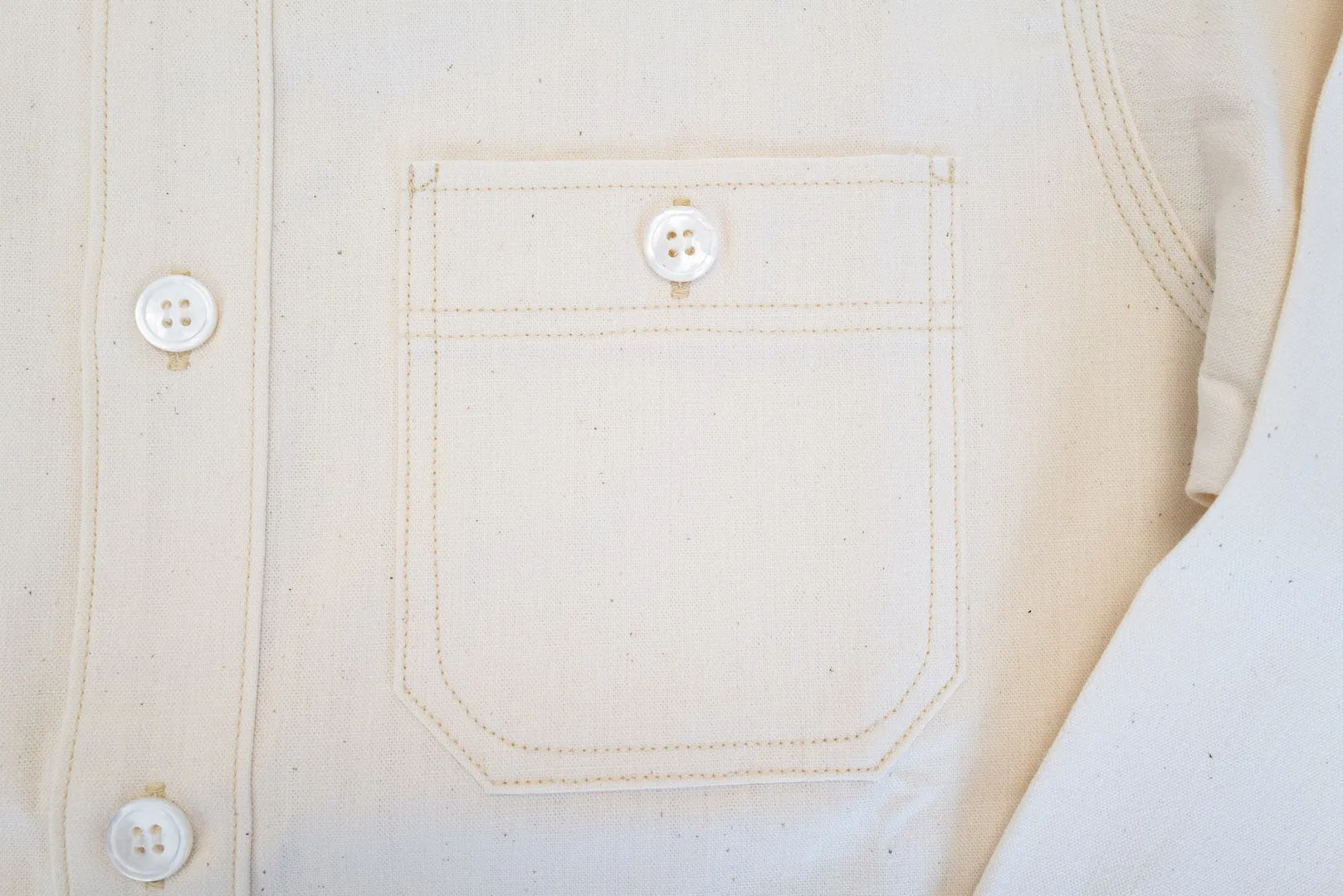 Unique Garment 9oz 'Stanley' Selvage Chambray Work Shirt (Cream)