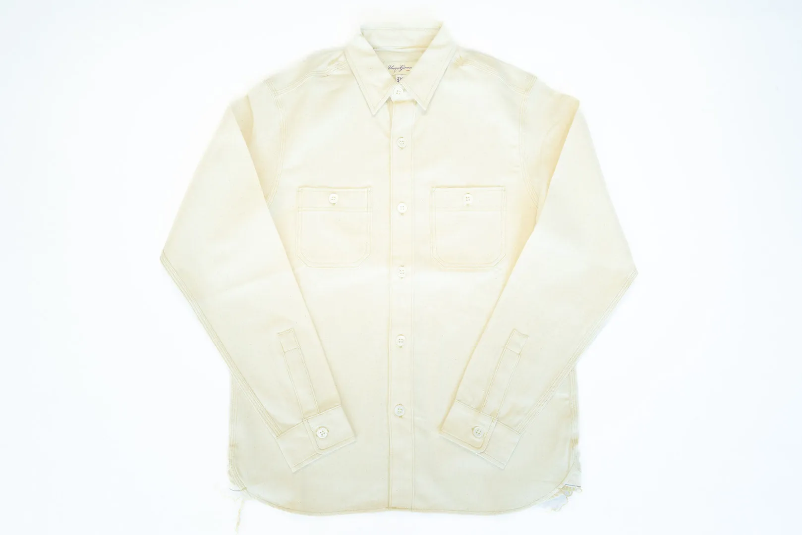 Unique Garment 9oz 'Stanley' Selvage Chambray Work Shirt (Cream)