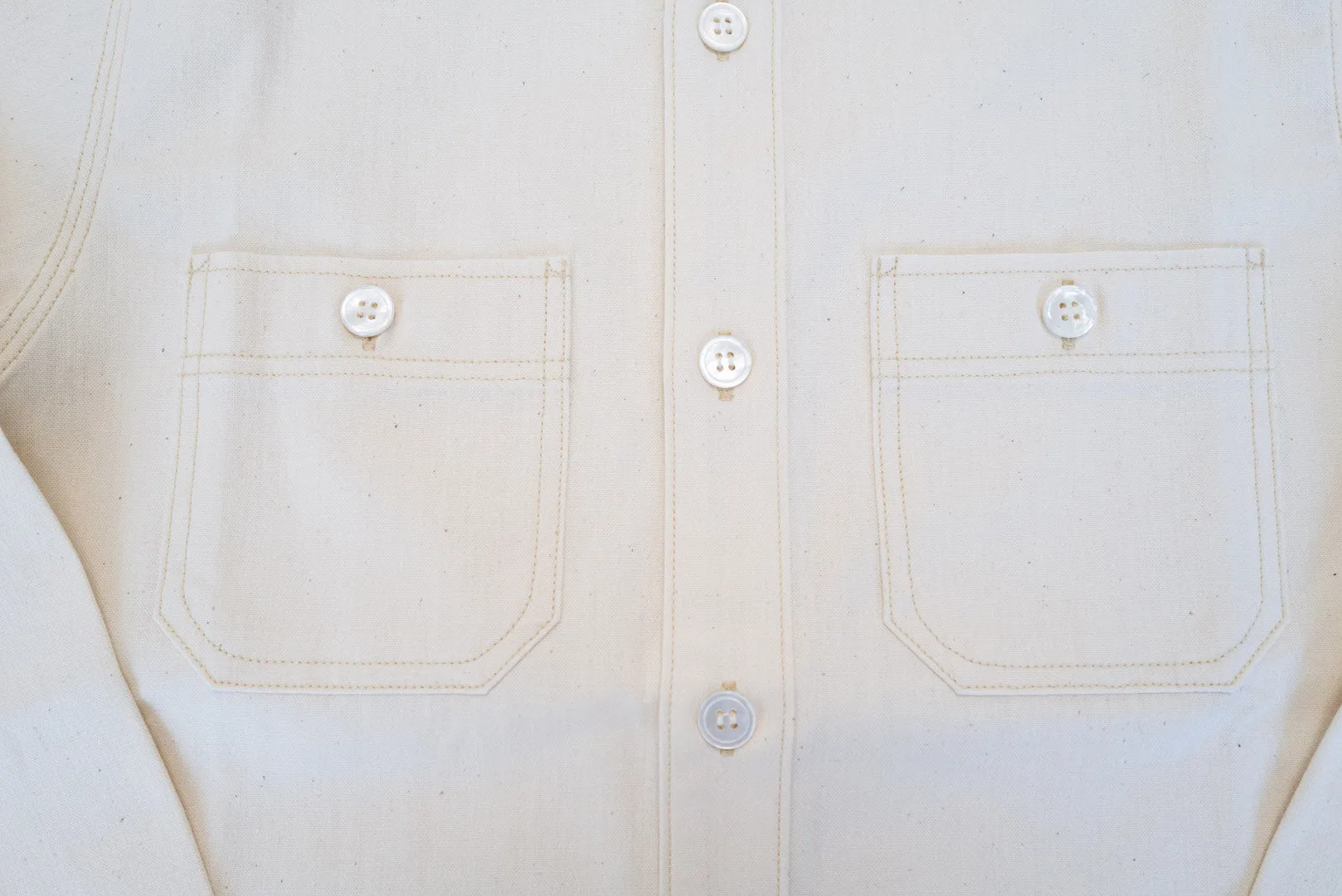 Unique Garment 9oz 'Stanley' Selvage Chambray Work Shirt (Cream)