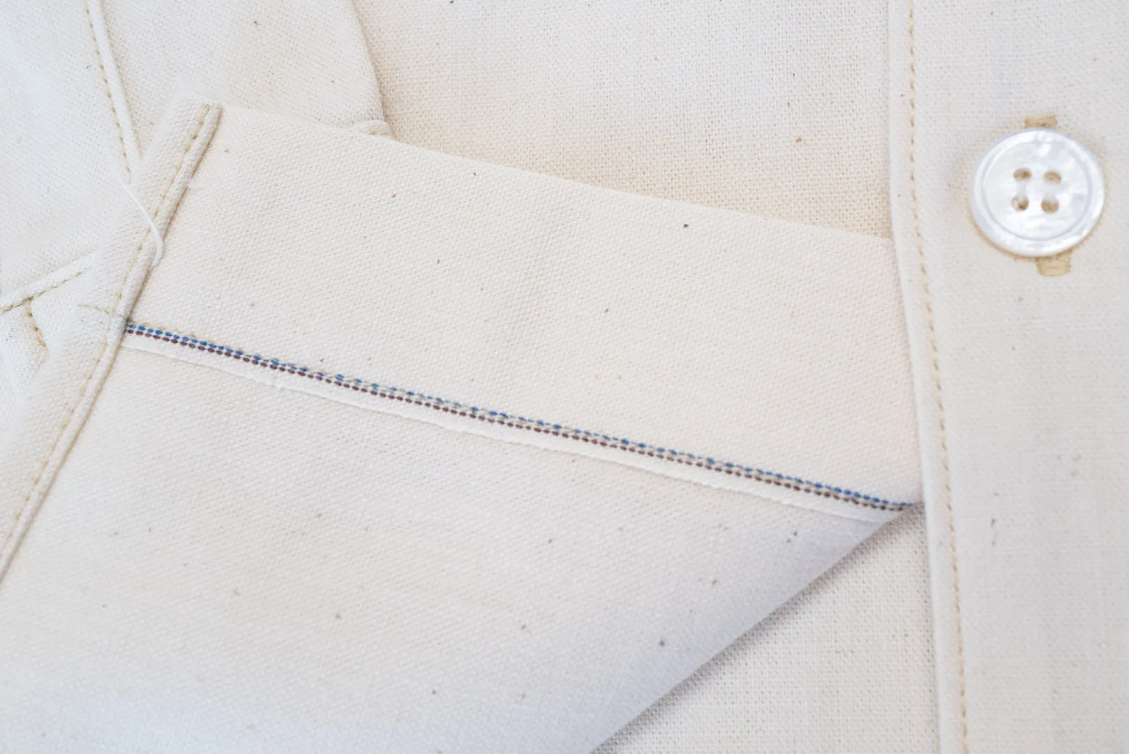 Unique Garment 9oz 'Stanley' Selvage Chambray Work Shirt (Cream)