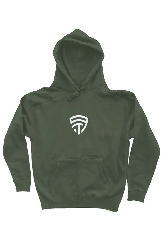 Unisex Pullover Hoodie Army Green/White