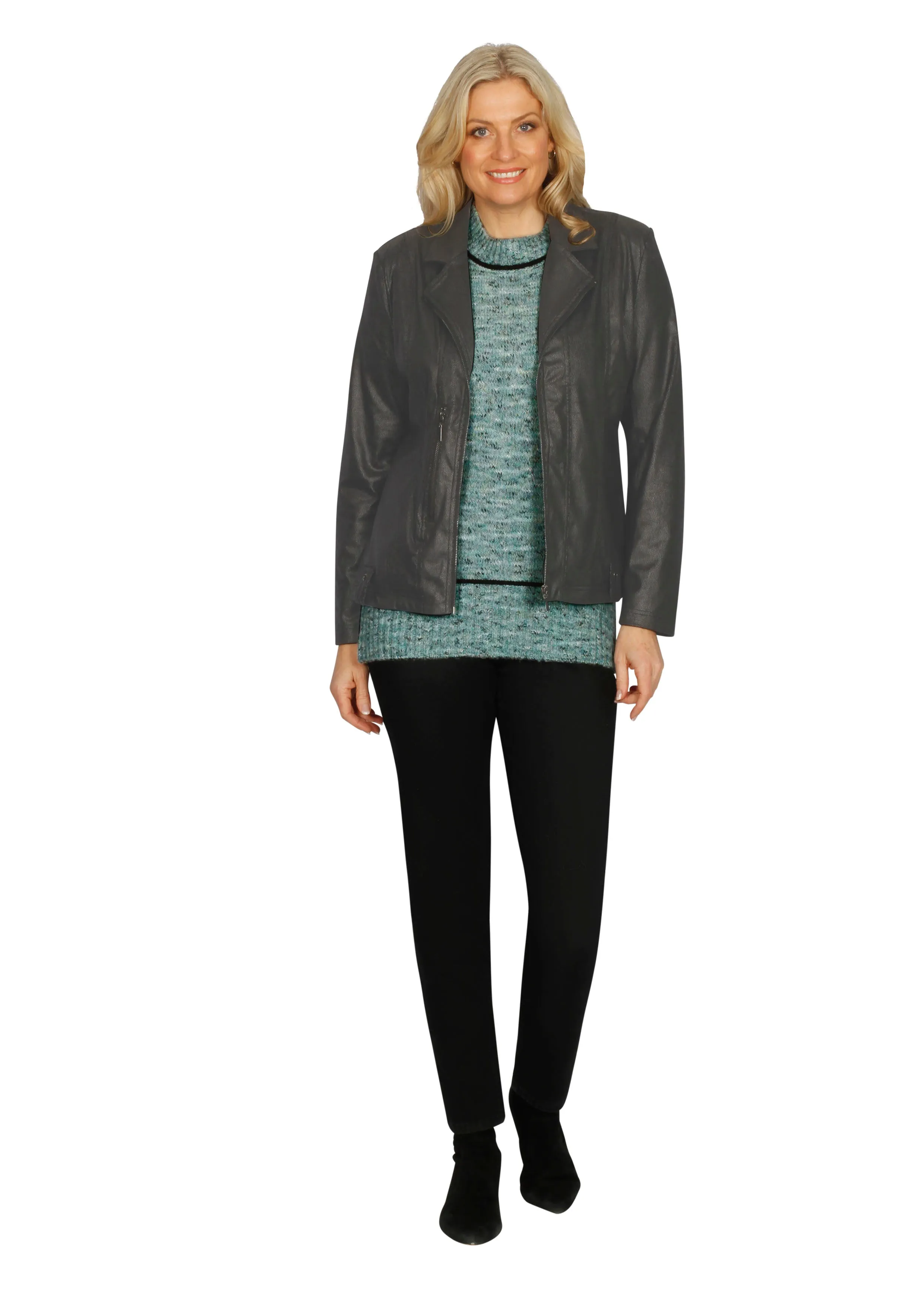 Vegan Leather Zip Jacket