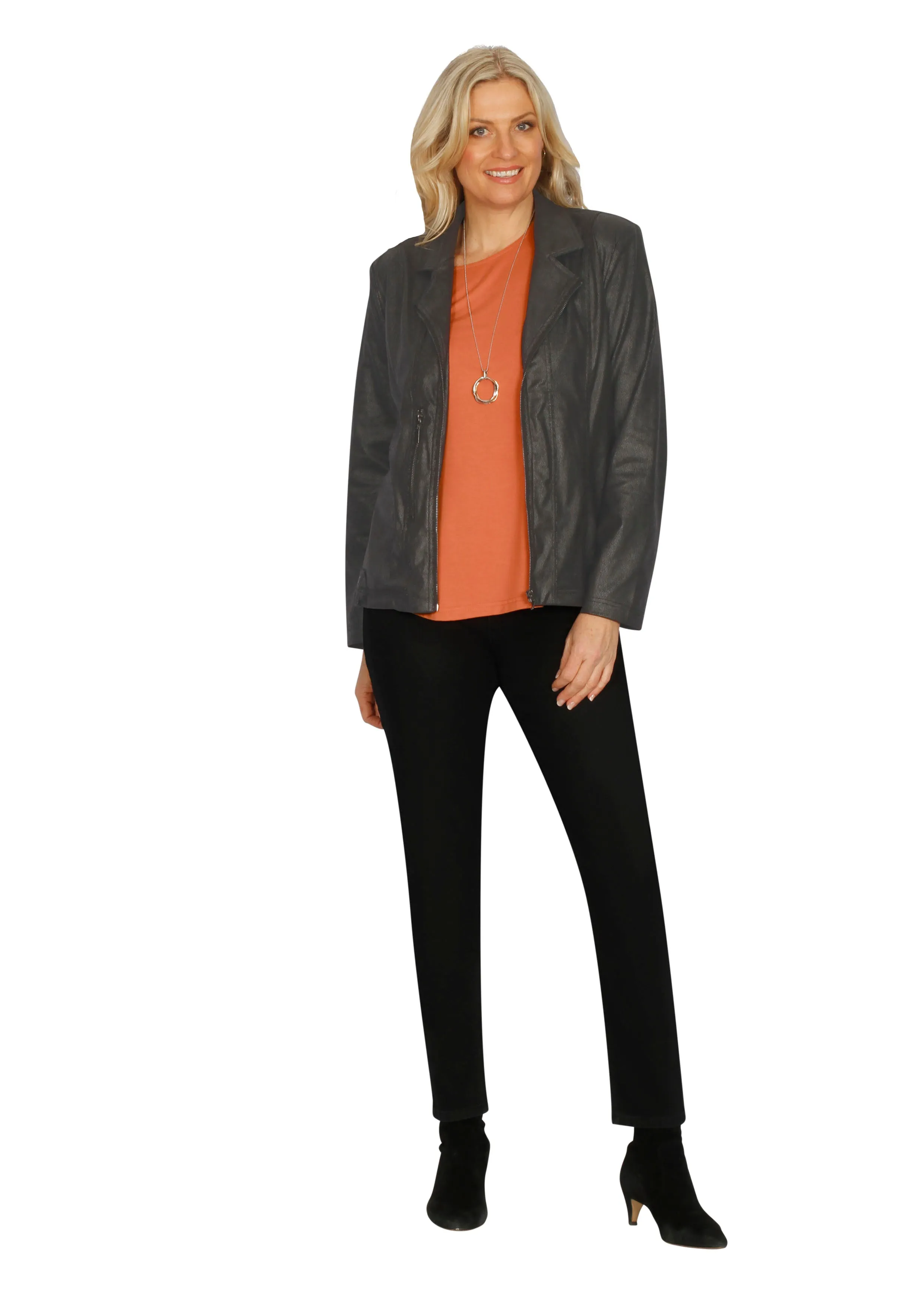 Vegan Leather Zip Jacket