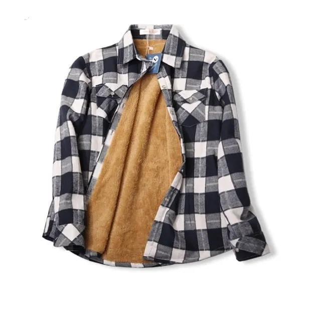 Velvet Thick Warm Plaid Shirt Female Long Sleeve Tops Winter Fleece Casual Check Blouse