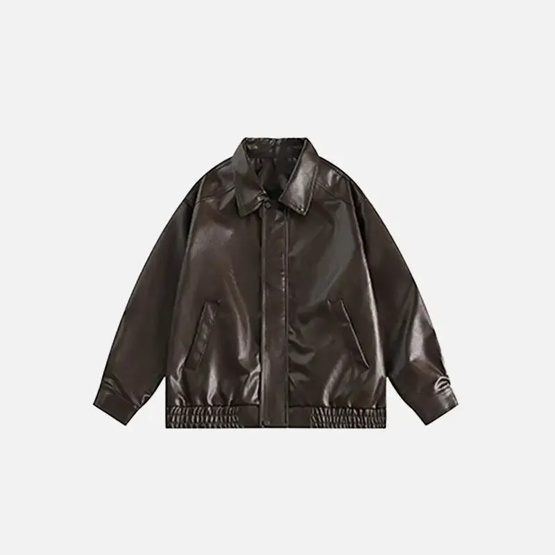 Vestes Y2K en cuir PU avec col à revers élégant