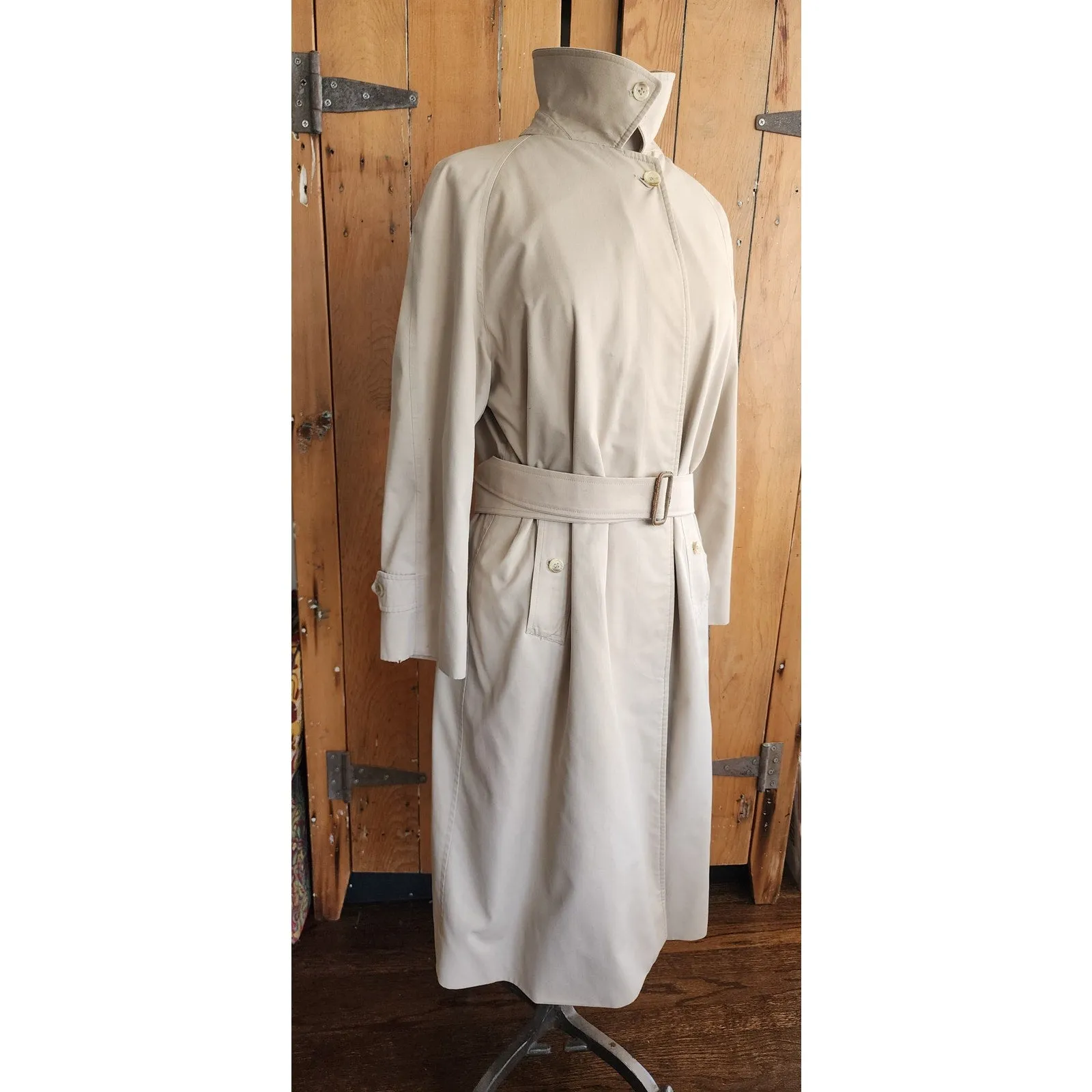 Vintage 80s Burberrys Trench Coat Single Breasted Nova Check Liner