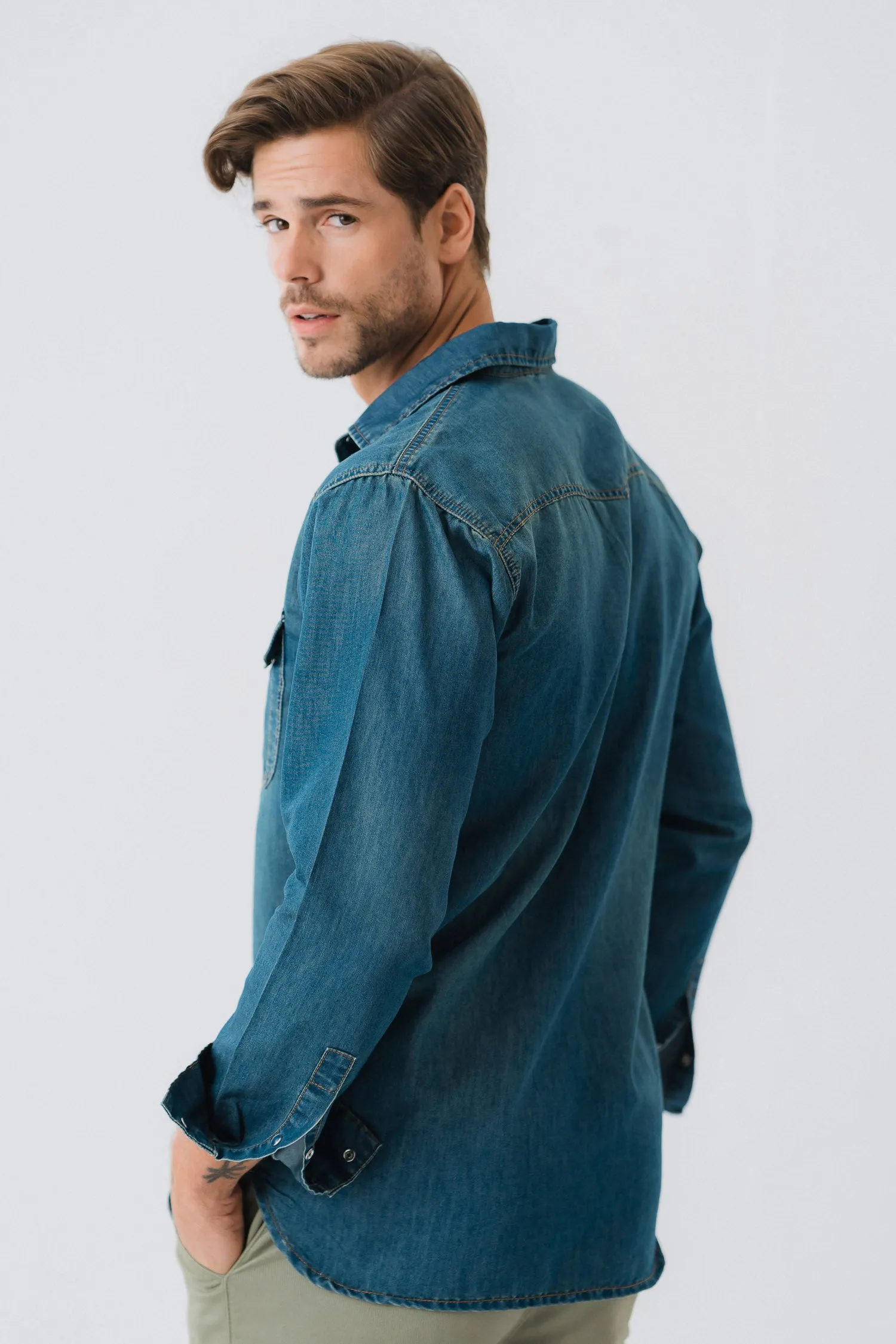 Vintage Blue Wash Chambray Shirt