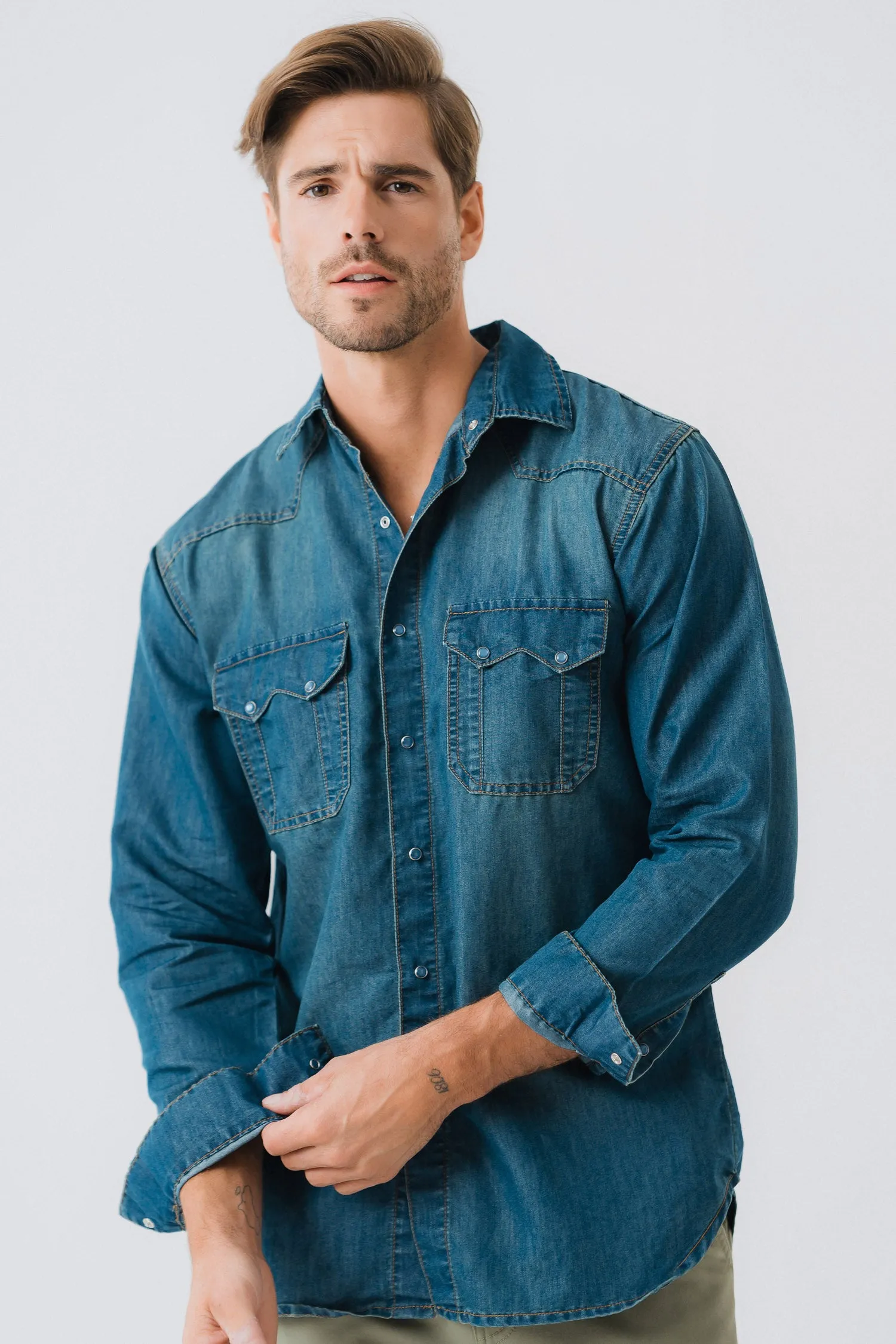Vintage Blue Wash Chambray Shirt