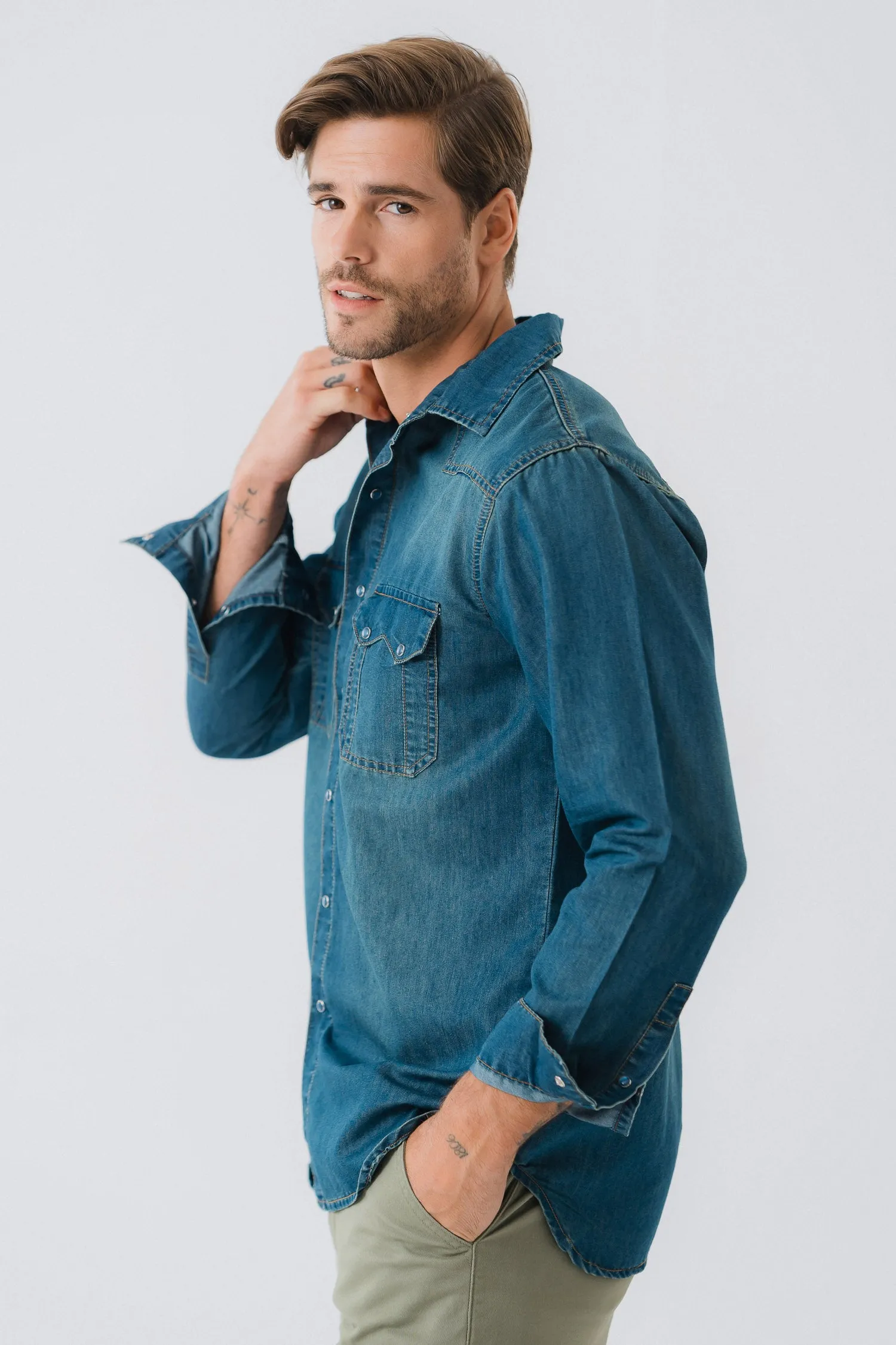 Vintage Blue Wash Chambray Shirt