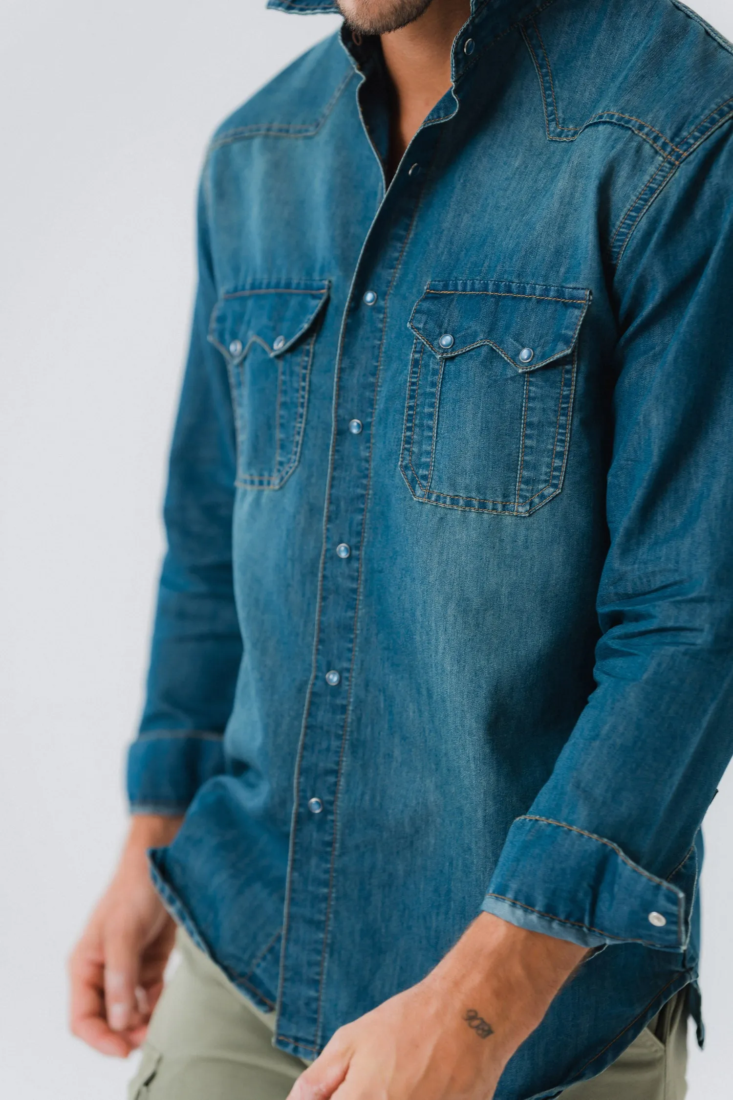 Vintage Blue Wash Chambray Shirt