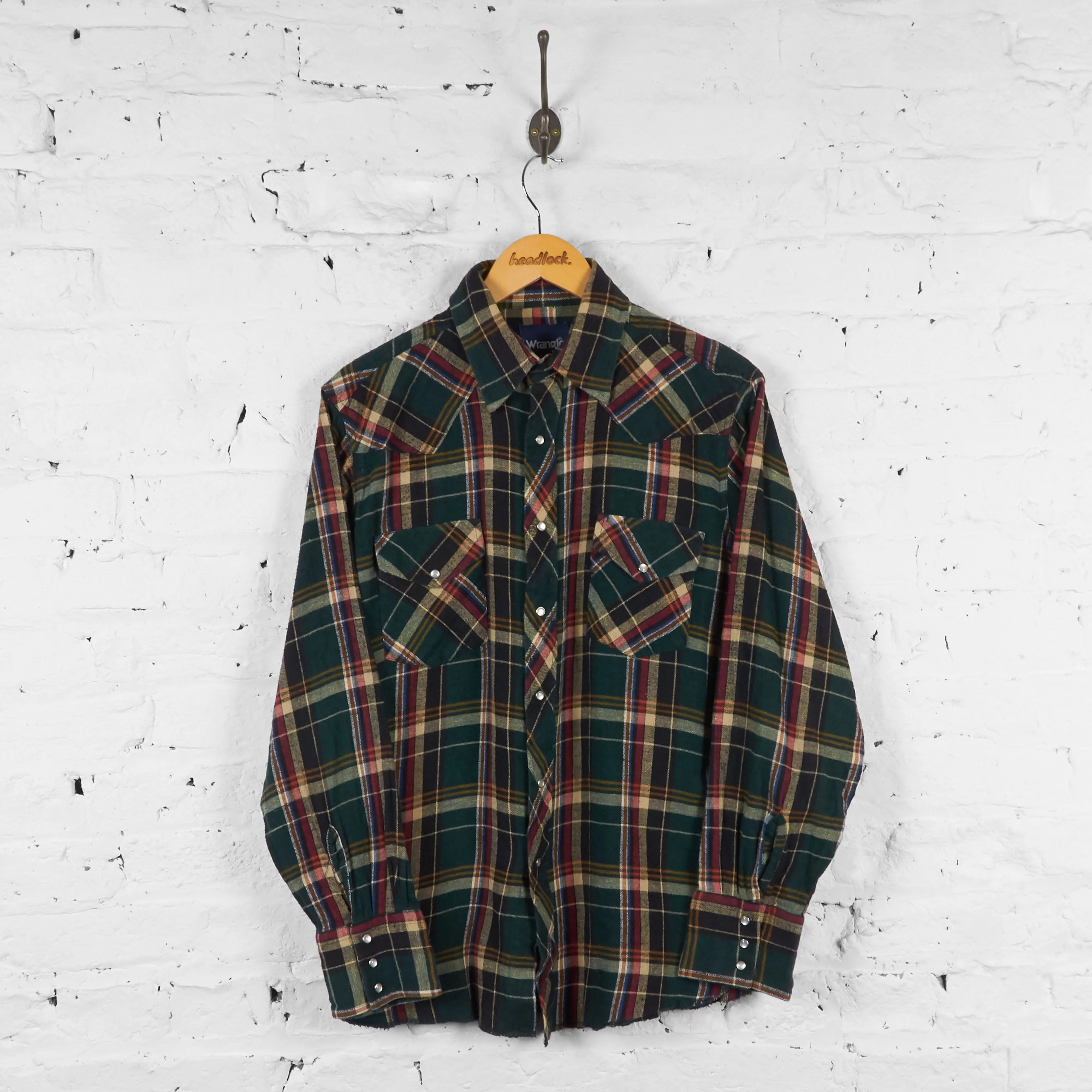 Vintage Wrangler Plaid Shirt - Green - L