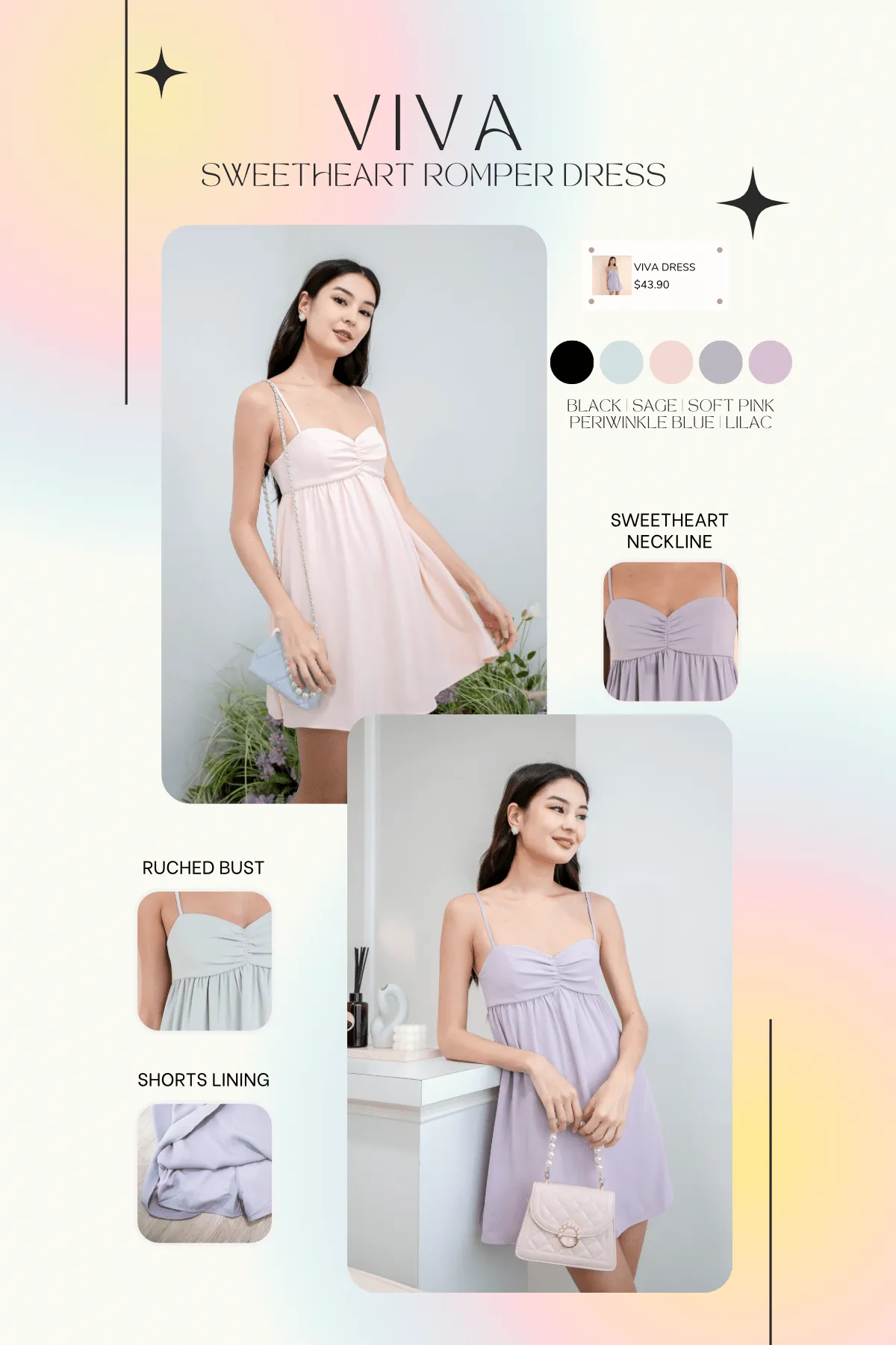 VIVA SWEETHEART ROMPER DRESS IN SAGE
