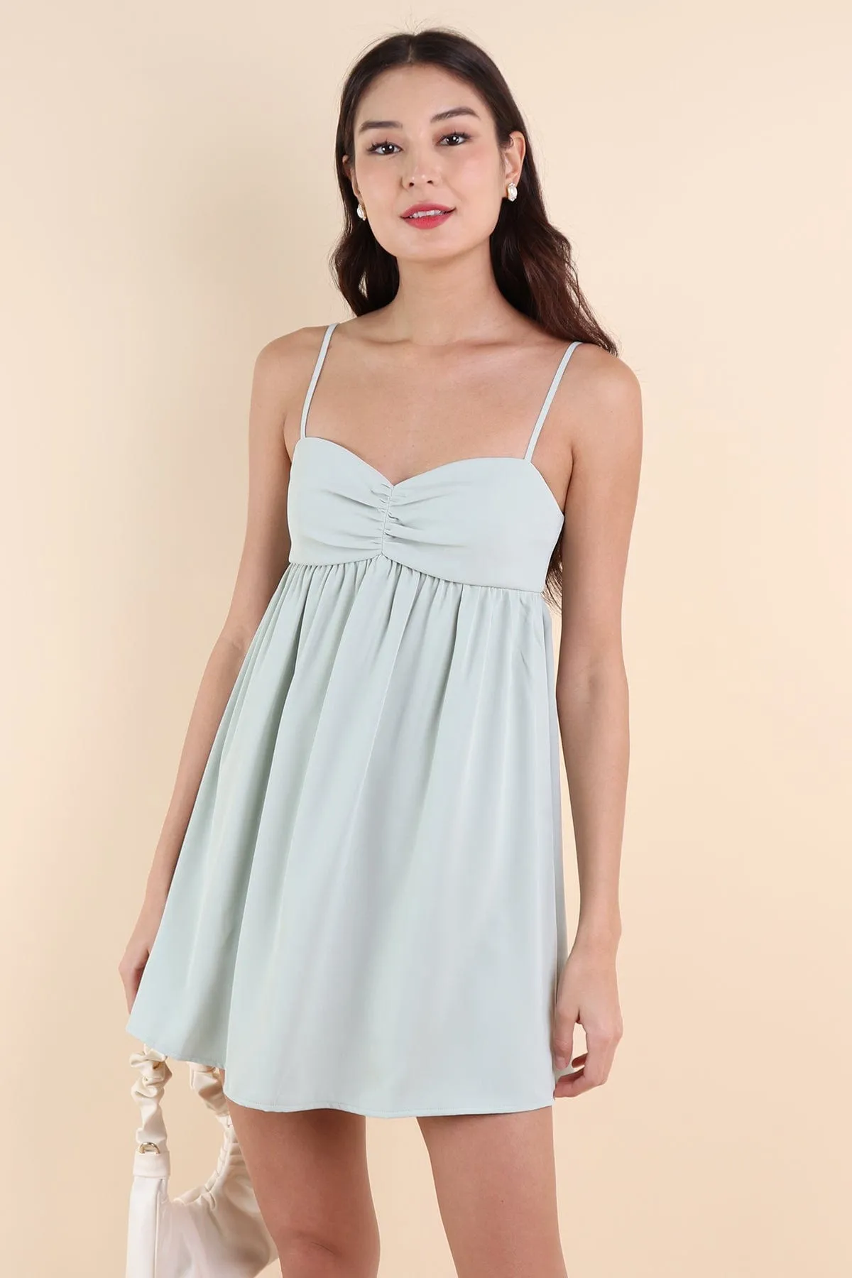 VIVA SWEETHEART ROMPER DRESS IN SAGE