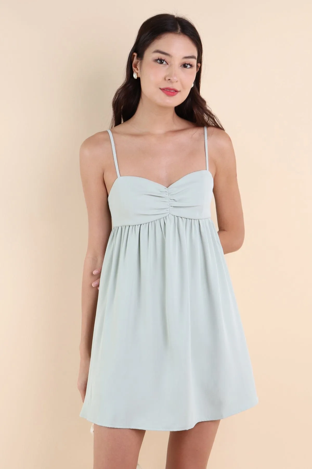 VIVA SWEETHEART ROMPER DRESS IN SAGE