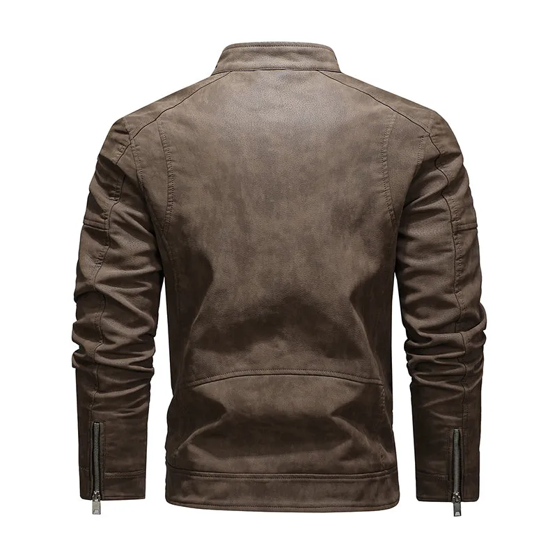 Warm Diagonal Zipper Motorcycle Coats Faux Jackets