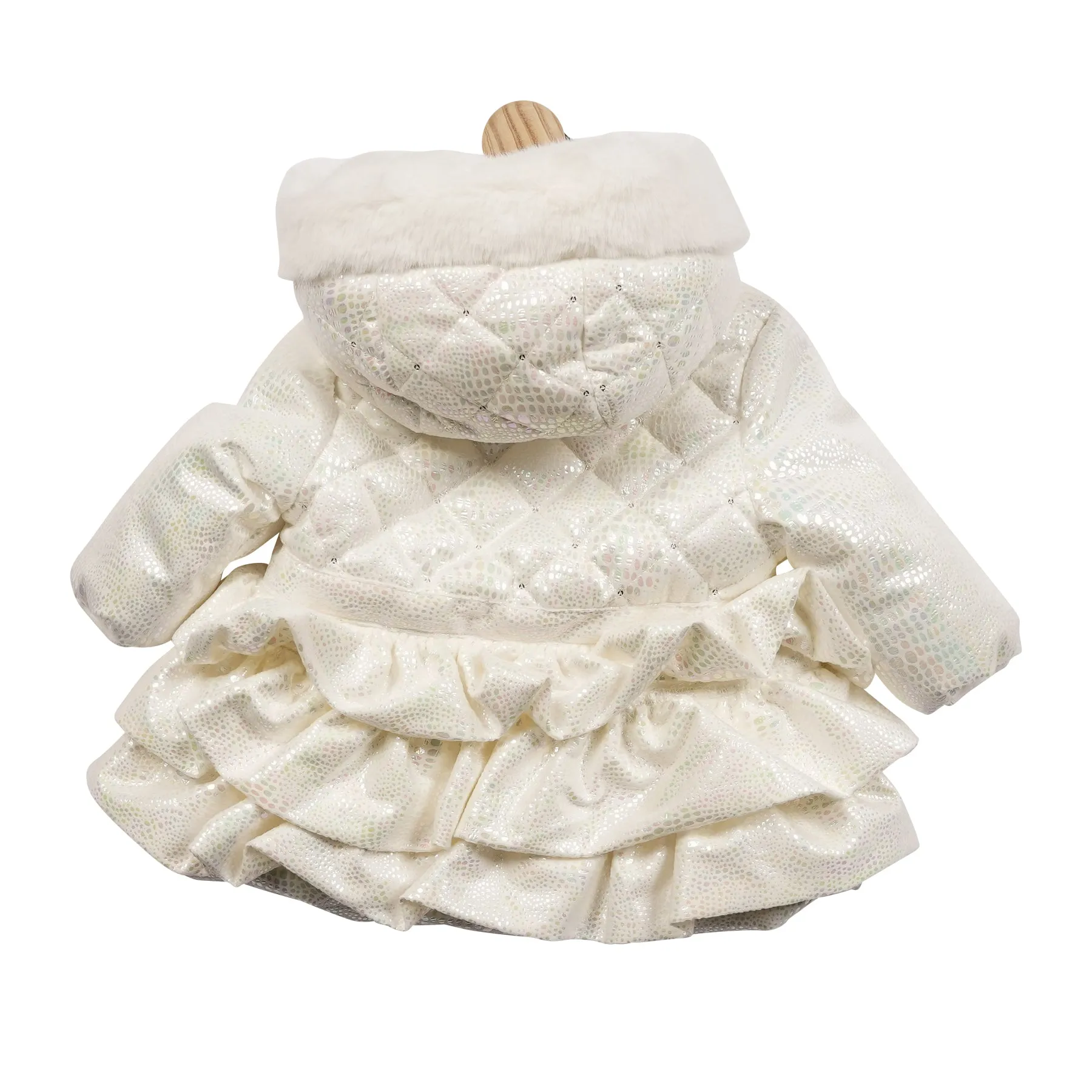 White Irridescent Quilted Coat