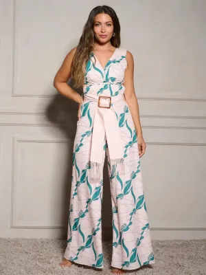 Wide Leg Belted Jumpsuit
