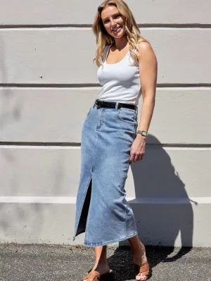 Willow Midi Denim Skirt : Blue