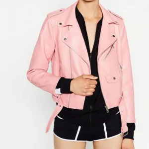 Women Faux Soft Leather Jackets Long Sleeve Motorcycle Coat
