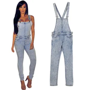 Women Jumpsuits Denim Overalls Skinny Lady Hole Loose Pants Jeans S/M/L/XL H34
