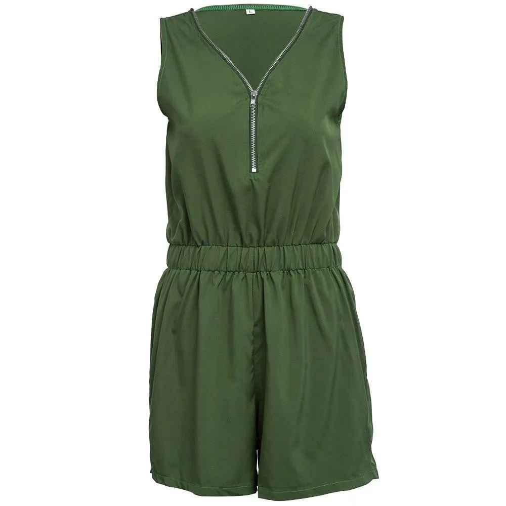 Women Short Combinaison Bodysuit Rompers Womens Jumpsuit Elegant Jumpsuit V-Neck Sleeveless Overalls For Women