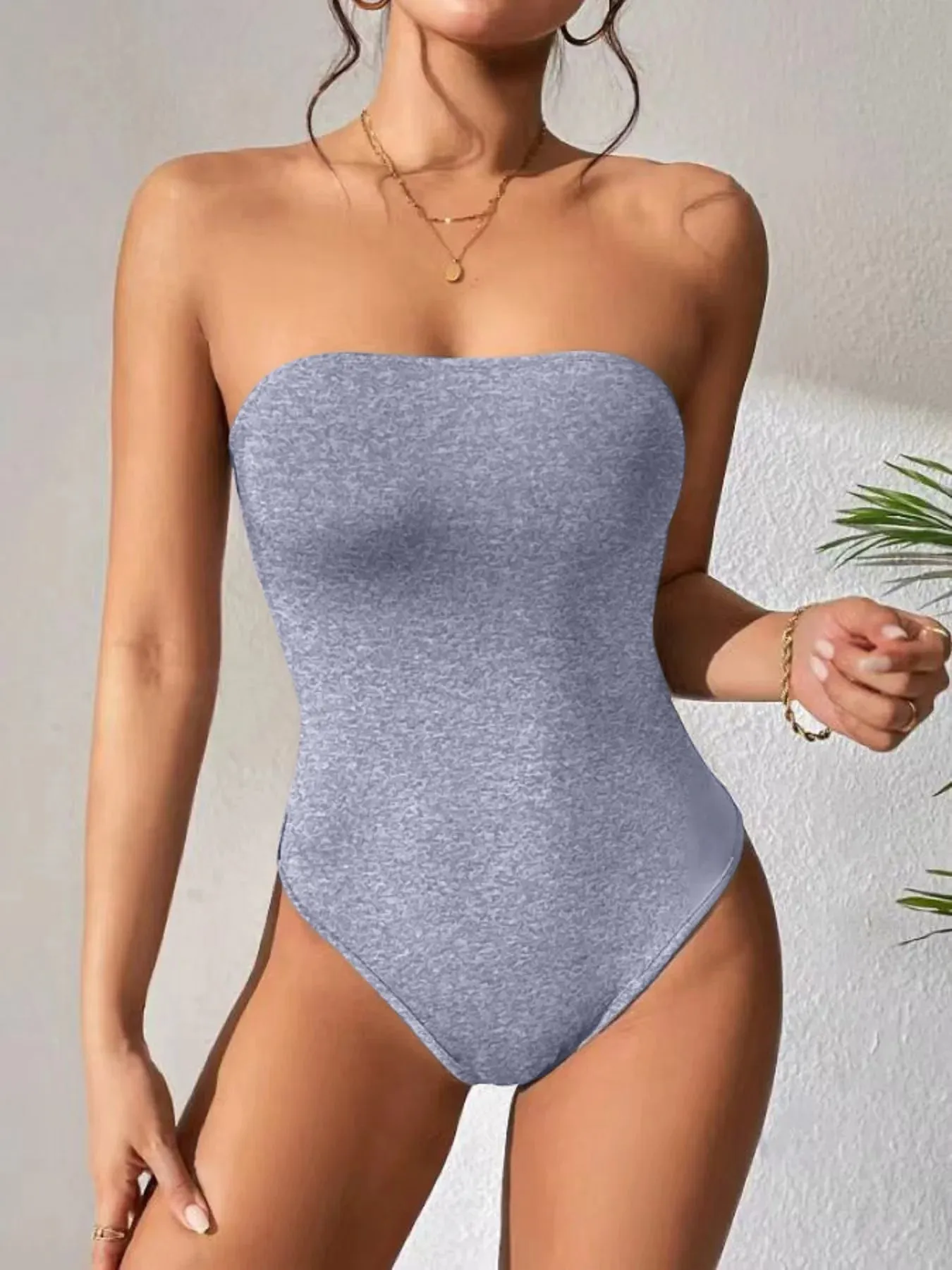 Women Skinny Strapless Tube Playsuit Spring Summer Black White Khaki Tight Short Jumpsuit Casual Streetwear Bodice