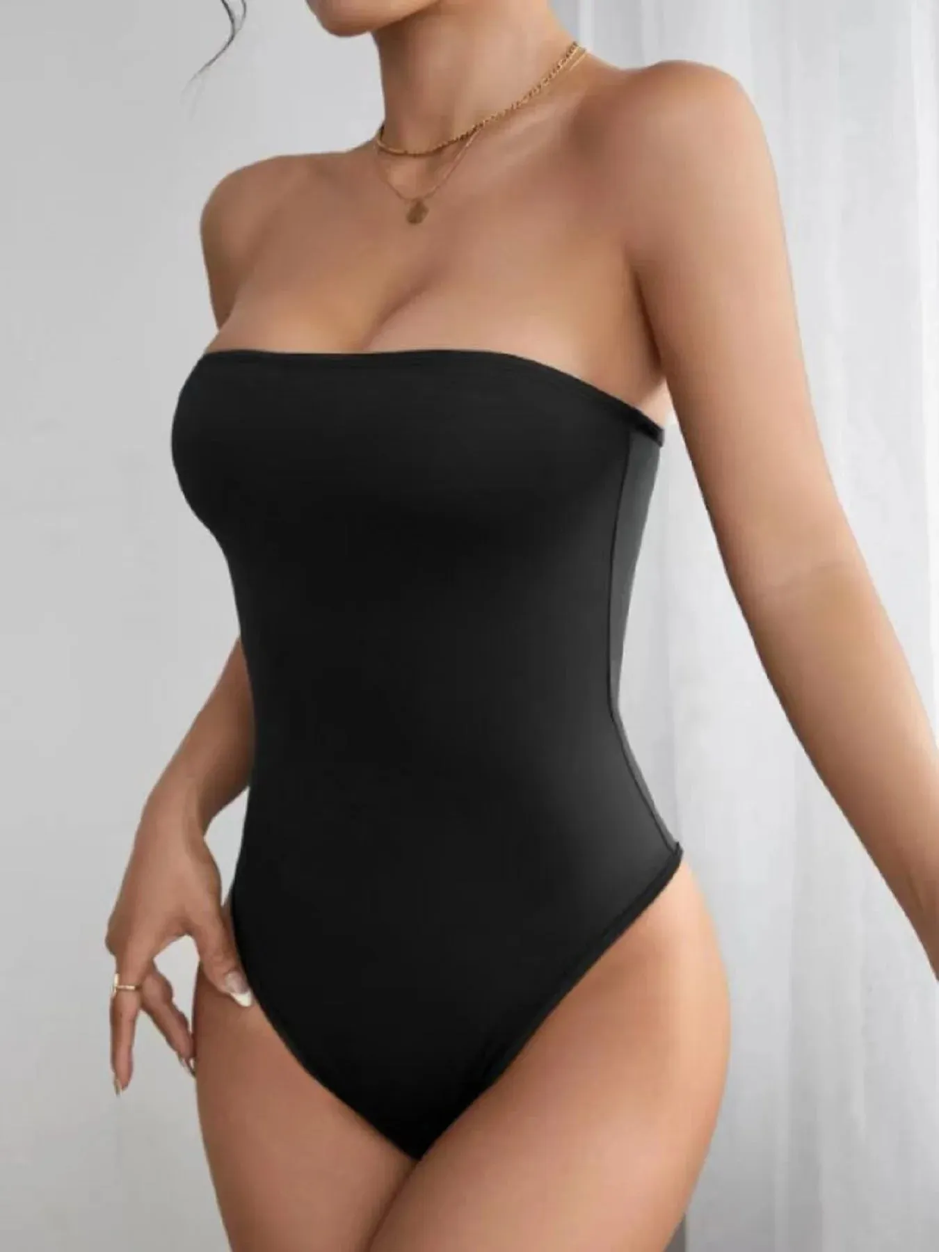 Women Skinny Strapless Tube Playsuit Spring Summer Black White Khaki Tight Short Jumpsuit Casual Streetwear Bodice