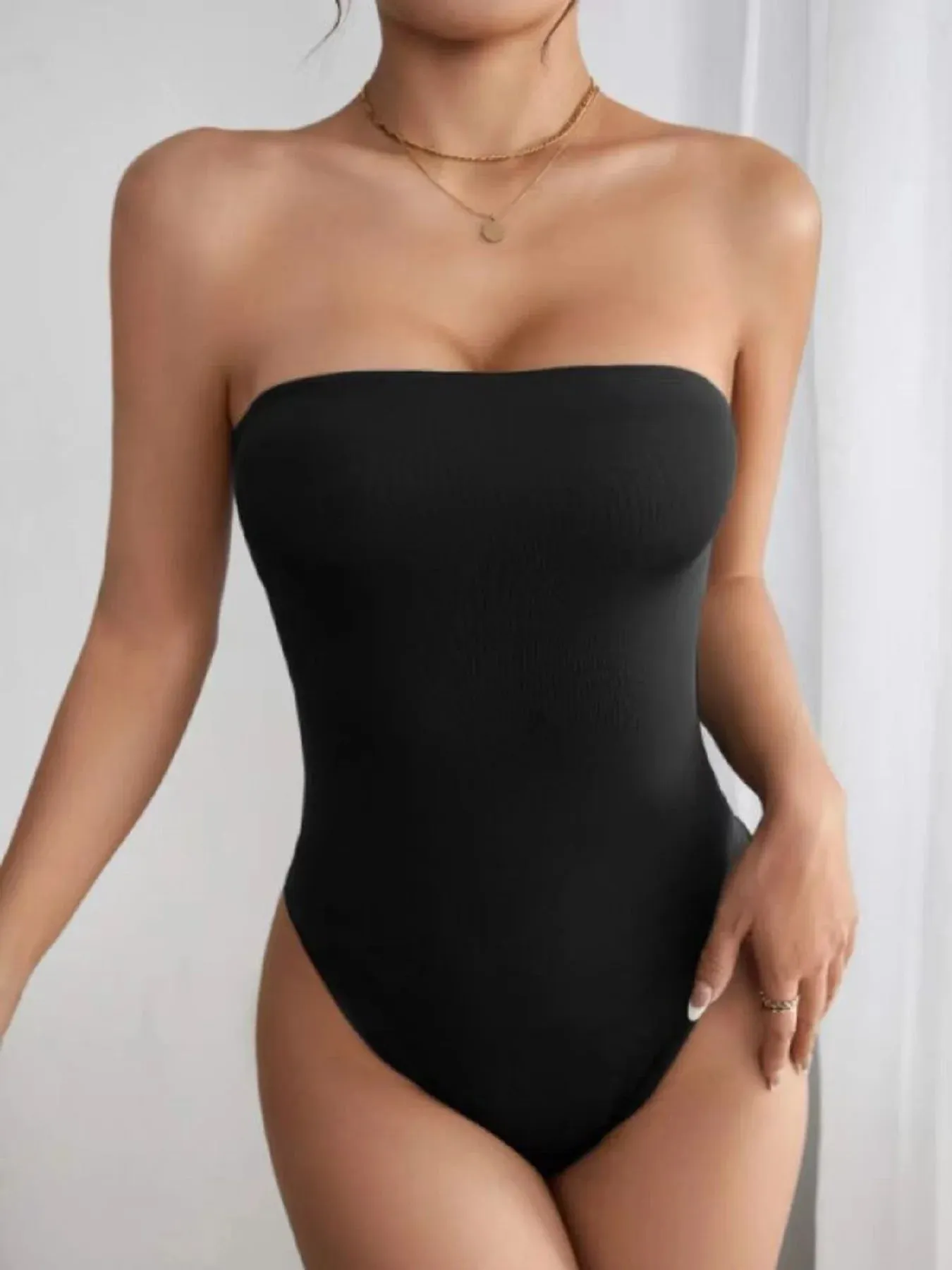 Women Skinny Strapless Tube Playsuit Spring Summer Black White Khaki Tight Short Jumpsuit Casual Streetwear Bodice