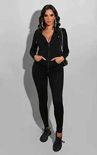 Women's Black Hoodie and Sweatpants Set.