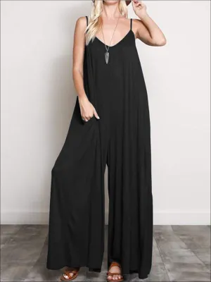 Women's Casual V-Neck Sleeveless Oversized Jumpsuit