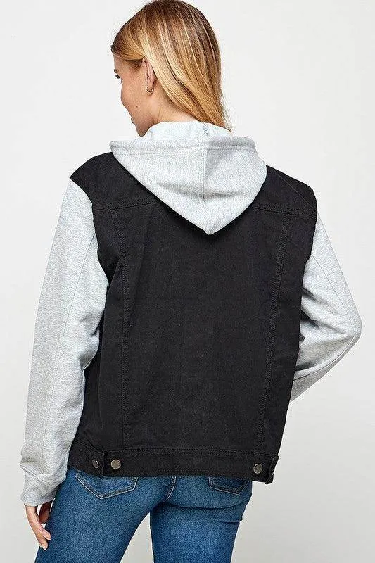 Womens Denim Jacket with Fleece Hoodies