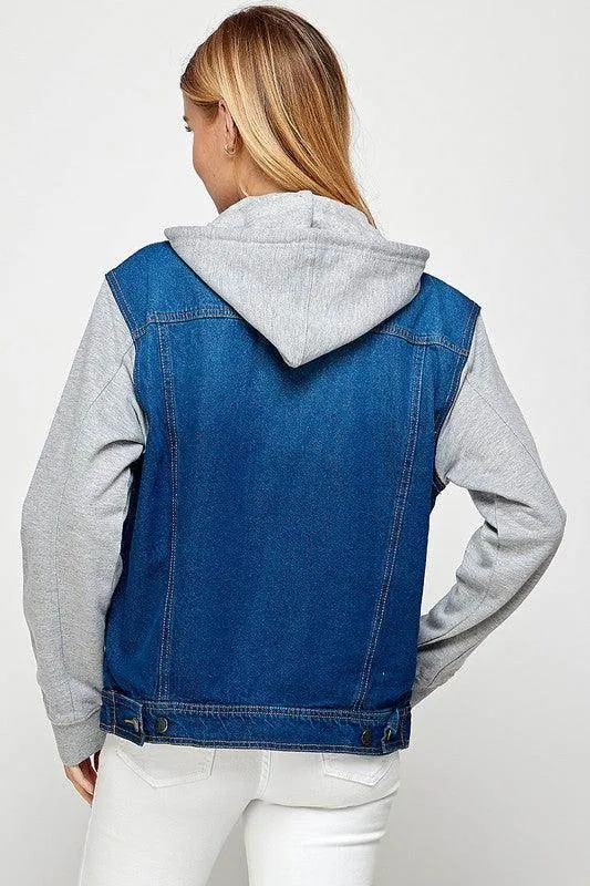 Womens Denim Jacket with Fleece Hoodies