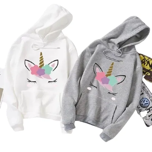 Women's Hoodie Fleece Printed Pack of 2